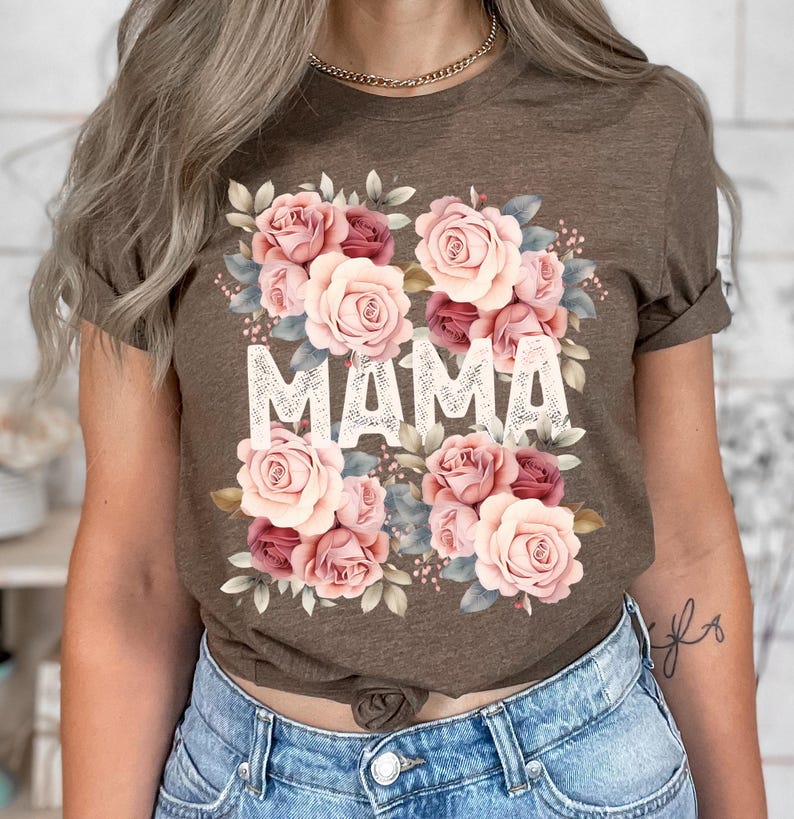 Mama Shirt PNG, Floral Mom Png Download, Mother's Day Tee Shirt Sublimation, For Mom Shirt Png, Png For Tshirt, Mother's Day T-shirt Design - Image 2