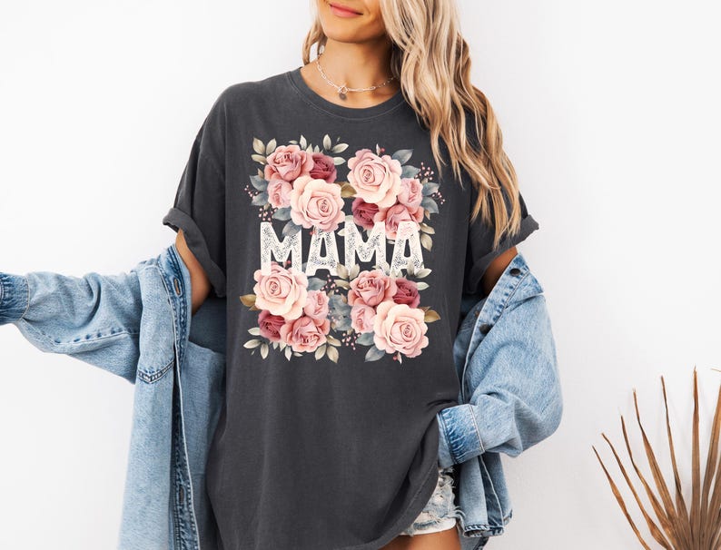 Mama Shirt PNG, Floral Mom Png Download, Mother's Day Tee Shirt Sublimation, For Mom Shirt Png, Png For Tshirt, Mother's Day T-shirt Design - Image 3
