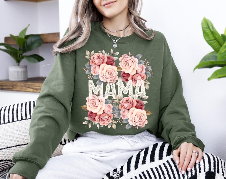 Mama Shirt PNG, Floral Mom Png Download, Mother's Day Tee Shirt Sublimation, For Mom Shirt Png, Png For Tshirt, Mother's Day T-shirt Design - Image 8