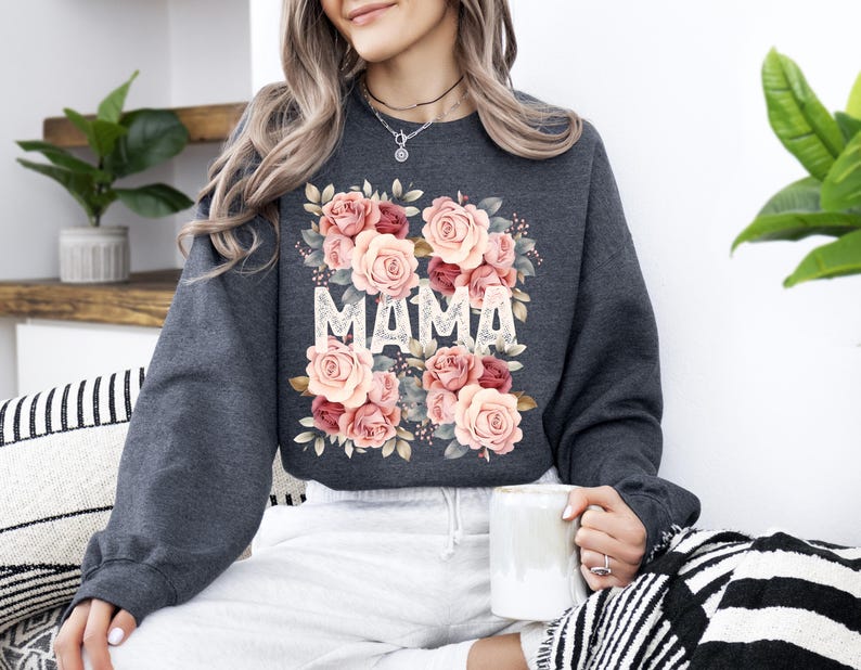 Mama Shirt PNG, Floral Mom Png Download, Mother's Day Tee Shirt Sublimation, For Mom Shirt Png, Png For Tshirt, Mother's Day T-shirt Design - Image 7