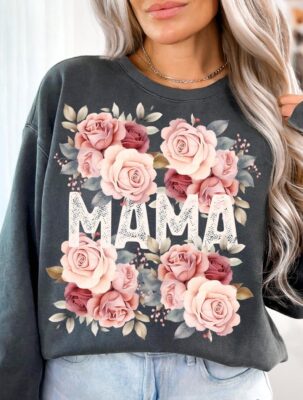 Mama Shirt PNG, Floral Mom Png Download, Mother's Day Tee Shirt Sublimation, For Mom Shirt Png, Png For Tshirt, Mother's Day T-shirt Design
